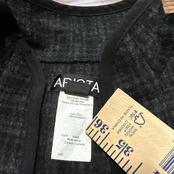 Arista Women’s Equestrian Riding Vest Black Gray Plaid Wool Size M Buckle - Picture 8 of 9
